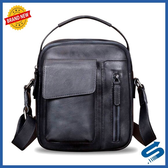 Genuine Leather Messenger Bag Crossbody Satchel Shoulder Bag Men